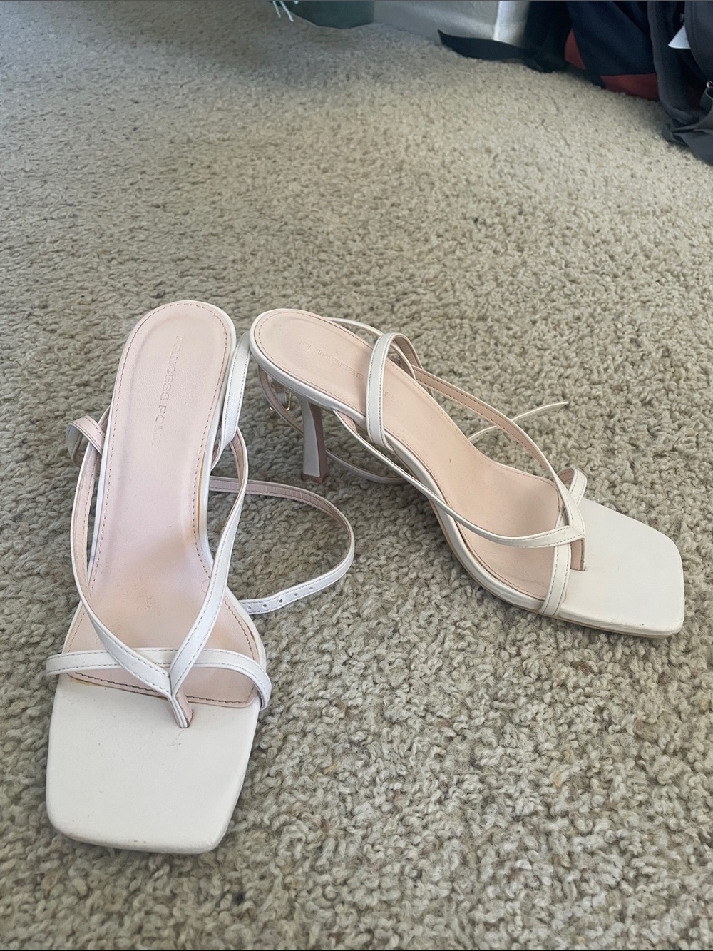 Princess Polly Sullivan Strappy White Square-Toe Sandal Heels